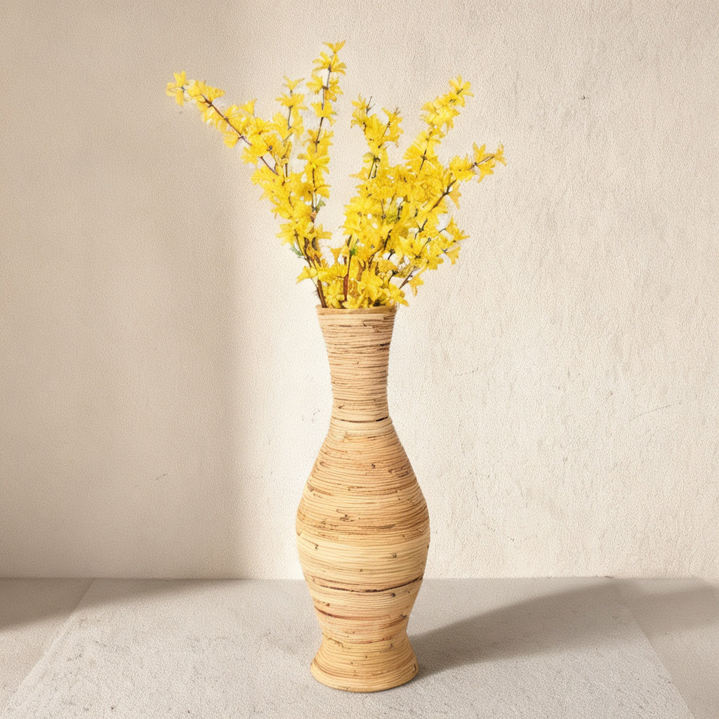 Doğal Rattan El İşçiliği Dekoratif Vazo (70 cm)