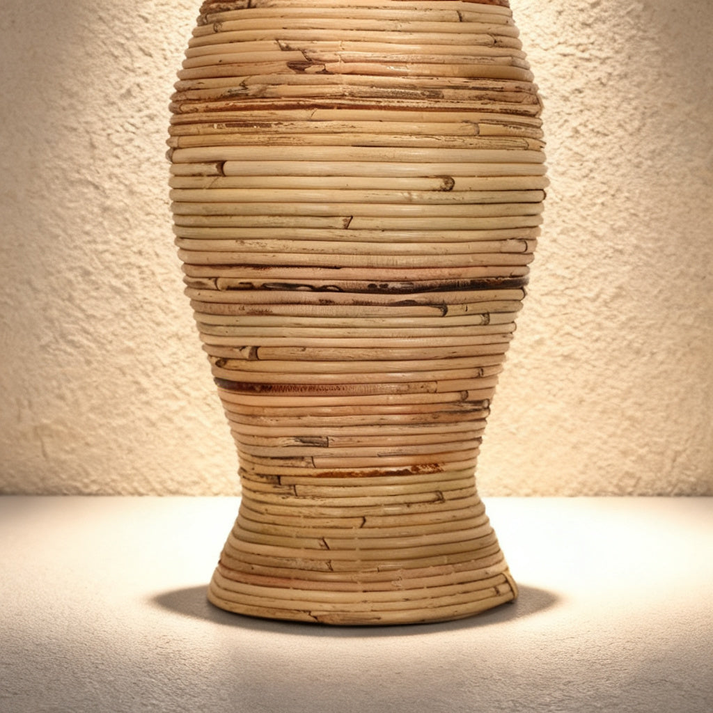 Doğal Rattan El İşçiliği Dekoratif Vazo (70 cm)
