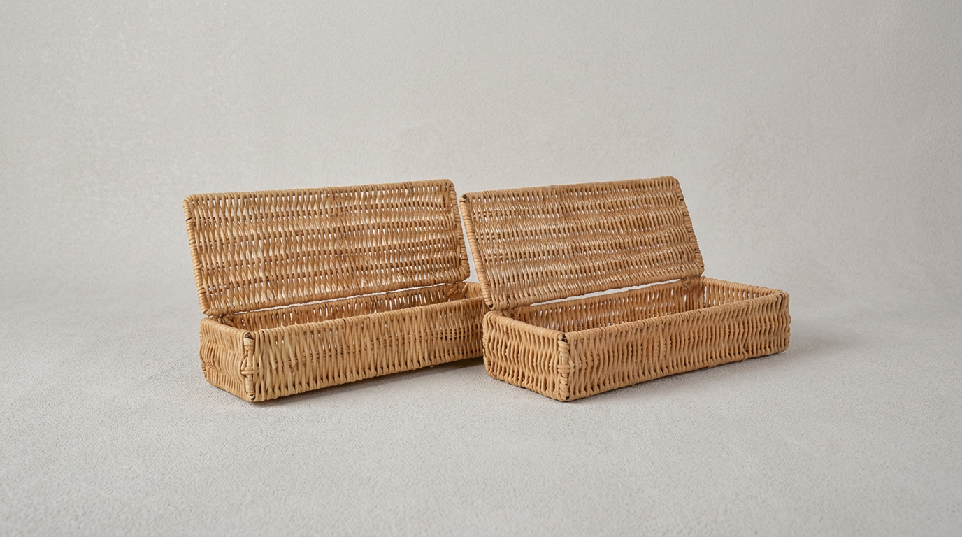 Rattan Kapaklı Kutu 2 'li Set